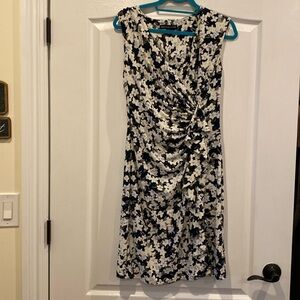 Navy blue floral print dress
